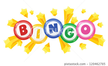 Bingo title and popping out stars background illustration Bingo title and popping out stars background illustration 120462785