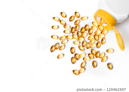 Omega 3 fish oil supplement softgel capsules 120462897