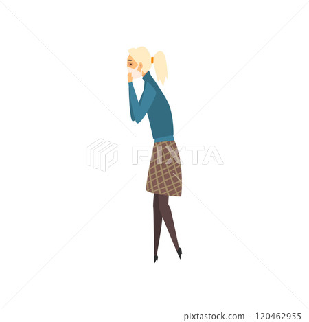 Young Woman Wearing Protective Mask, Girl Suffering from Industrial Smog Vector Illustration Young Woman Wearing Protective Mask, Girl Suffering from Industrial Smog Vector Illustration 120462955