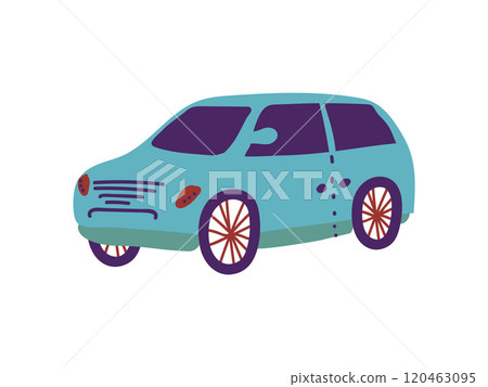 Blue Car City Vehicle Transport Cartoon Vector Illustration 120463095