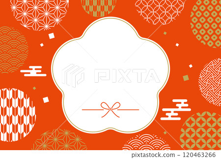 2025 New Year's card Cute Japanese pattern Plum frame 120463266