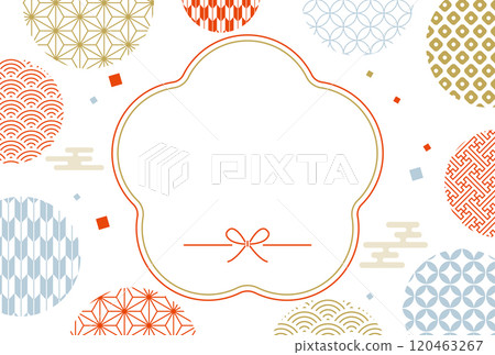 2025新年賀卡可愛日式梅花框 2025新年賀卡可愛日式梅花框 120463267