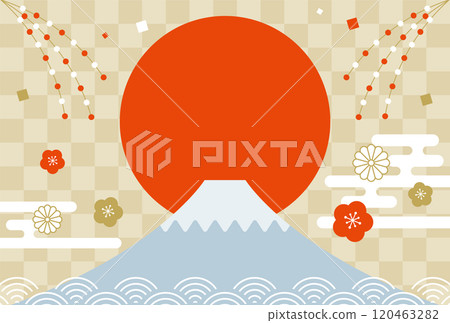 2025 New Year's Day First sunrise and Mt. Fuji New Year's card 120463282