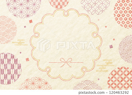 2025 New Year's card Cute Japanese pattern Snowflake Japanese paper background 120463292