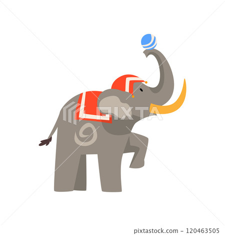 Elephant Animal Performing in Circus Show with Ball Cartoon Vector Illustration Elephant Animal Performing in Circus Show with Ball Cartoon Vector Illustration 120463505
