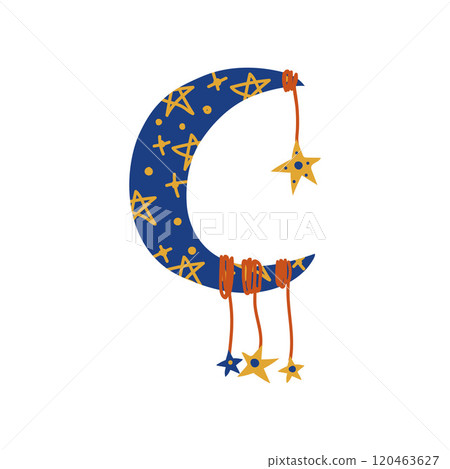 Crescent Boho Style Design Element, Ethnic, Mystic Symbol Vector Illustration Crescent Boho Style Design Element, Ethnic, Mystic Symbol Vector Illustration 120463627