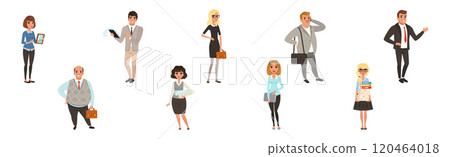 Happy Businessman Character in Standing Pose Wear Formal Suit Vector Set Happy Businessman Character in Standing Pose Wear Formal Suit Vector Set 120464018