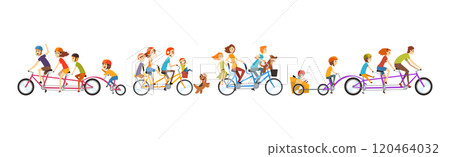 Family Ride Bicycle and Cycling Enjoy Weekend Vector Set Family Ride Bicycle and Cycling Enjoy Weekend Vector Set 120464032
