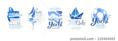 Yacht Club Original Design Company Logo and Label Vector Set 120464083