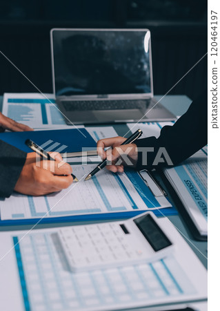 Fund managers team consultation and discuss about analysis Investment stock market at office Fund managers team consultation and discuss about analysis Investment stock market at office 120464197
