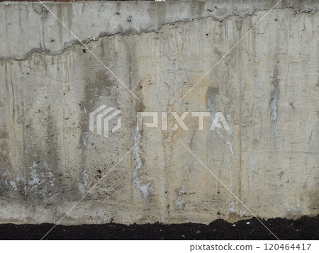 fragment of concrete wall with cracks and stains, grunge texture of urban space, graphic background of cement surface in the process of deterioration fragment of concrete wall with cracks and stains, grunge texture of urban space, graphic background of cement surface in the process of deterioration 120464417