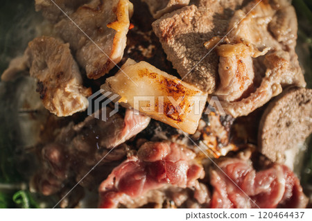 Close up of Moo Kra Ta or Thai BBQ buffet, famous all you can eat meal. 120464437