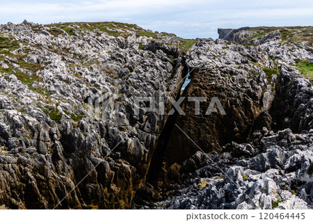 Cliffs at bufones of Pria in the Cantabrian Sea. Asturias 120464445