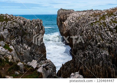 Cliffs at bufones of Pria in the Cantabrian Sea. Asturias 120464447