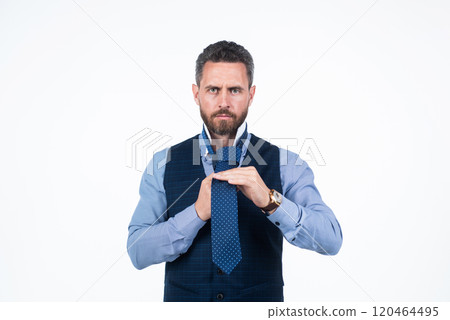 handsome man businessman tie necktie isolated on white, elegance handsome man businessman tie necktie isolated on white, elegance 120464495