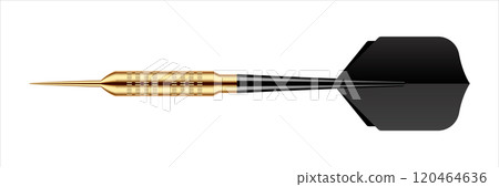 Dart arrow with metal tip and shadow. Dart throwing sport game, dartboard equipment. Vector illustration 120464636