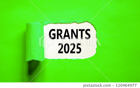 Planning grants 2025 new year symbol. Concept words Grants 2025 on beautiful white paper. Beautiful green paper background. Business grants 2025 new year concept. Copy space. 120464977
