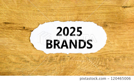 Planning 2025 brands new year symbol. Concept words 2025 Brands on beautiful white paper. Beautiful wooden background. Business 2025 brands new year concept. Copy space. 120465006