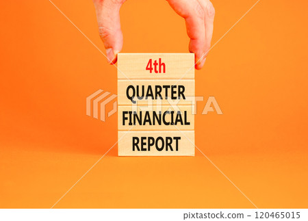 4th quarter financial report symbol. Concept words 4th quarter financial report on beautiful wooden blocks. Beautiful orange background. Business 4th quarter financial report concept. Copy space. 4th quarter financial report symbol. Concept words 4th quarter financial report on beautiful wooden blocks. Beautiful orange background. Business 4th quarter financial report concept. Copy space. 120465015