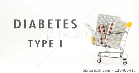 Cart full of diabetes type 1 pills Cart full of diabetes type 1 pills 120466413