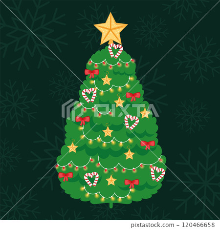 Traditional Christmas tree with candy canes, Vector Traditional Christmas tree with candy canes, Vector 120466658