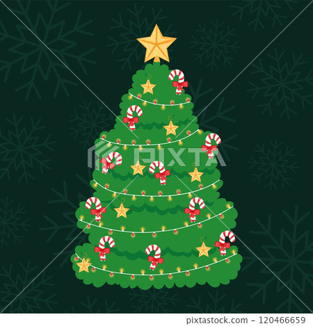 Traditional Christmas tree with candy canes, Vector Traditional Christmas tree with candy canes, Vector 120466659