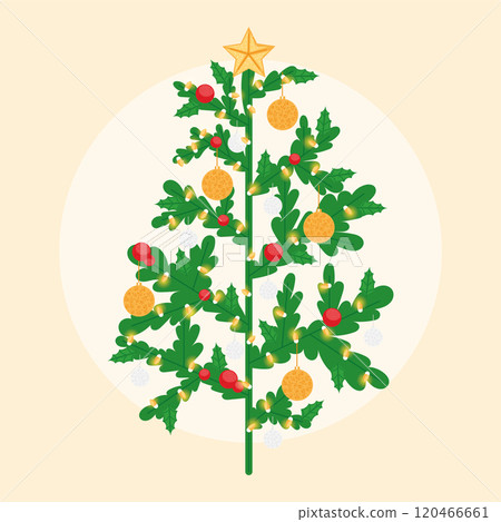 Floral-inspired Christmas tree with ornaments, Vector Floral-inspired Christmas tree with ornaments, Vector 120466661