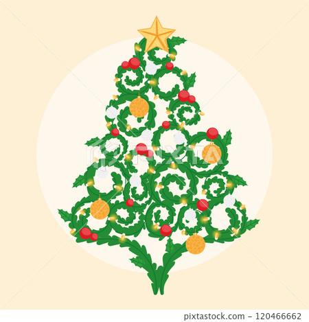 Floral-inspired Christmas tree with ornaments, Vector Floral-inspired Christmas tree with ornaments, Vector 120466662