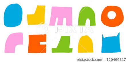 Set of childish trendy cutout shape. Organic elements collection. Pack of hand drawn stickers icons. Elements of doodle. 120466817