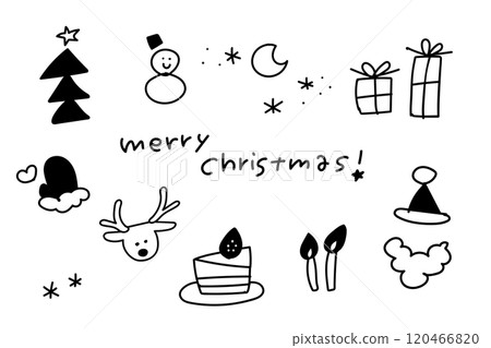 塗鴉風格手繪聖誕節圖示集 120466820