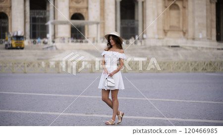 Graceful Woman Exploring St. Peters Basilica in Vatican City Graceful Woman Exploring St. Peters Basilica in Vatican City 120466985