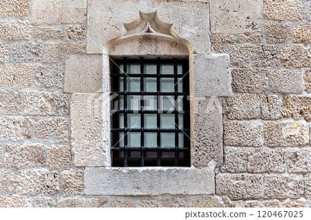 Window with iron bars. Window with iron bars. 120467025