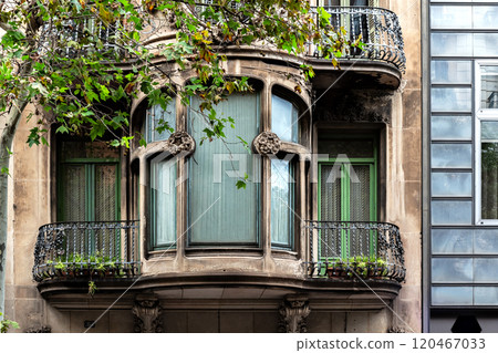 Window with two balconies. Window with two balconies. 120467033