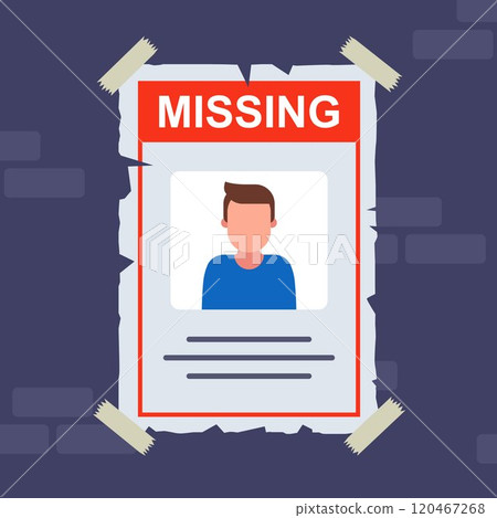 leaflet on the wall about a missing person. 120467268