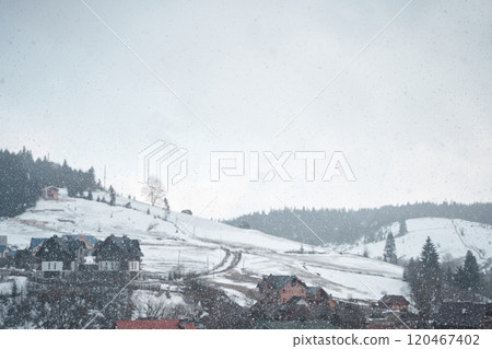 Winter Ukrainian Karpaty white snow covered mountains scenery Winter Ukrainian Karpaty white snow covered mountains scenery 120467402