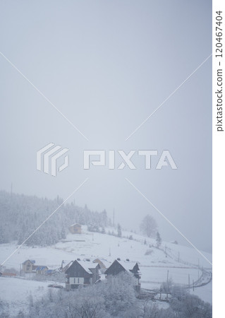 Winter Ukrainian Karpaty white snow covered mountains scenery Winter Ukrainian Karpaty white snow covered mountains scenery 120467404