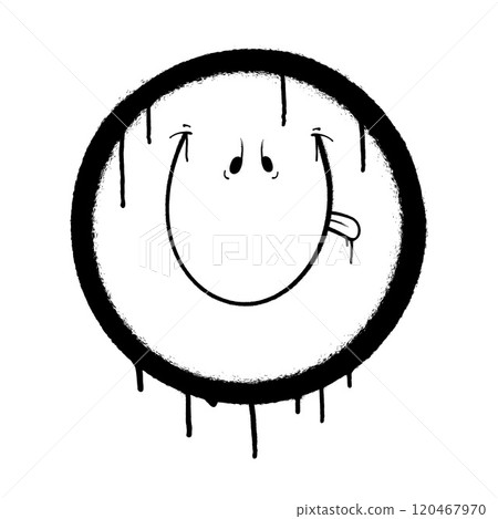 Graffiti emoticon. Smiling face painted with smudges of spray paint. Vector illustration 120467970