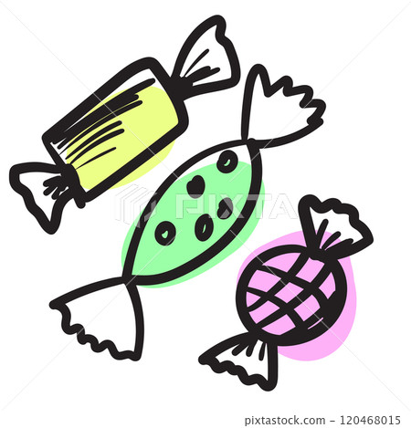 Sketched Candy Set, Engraved Doodle Design Elements Collection 120468015