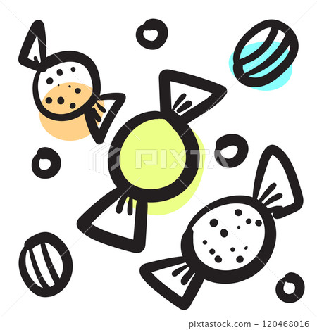 Sketched Candy Set, Engraved Doodle Design Elements Collection 120468016
