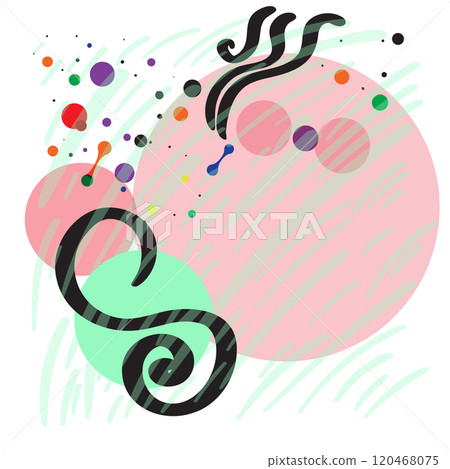 Abstract artwork of swirling lines, overlapping circles, and vibrant colors. Art composition, patterns, dynamic visual 120468075