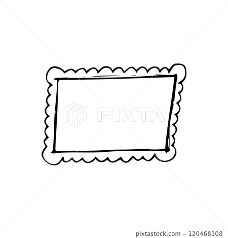 Hand drawn frame icon. Border line doodle sketch, square frame scribble design element isolated 120468108