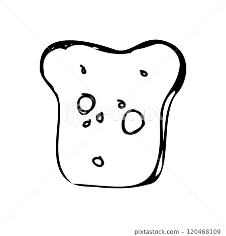 Hand-Drawn Illustration of a Single Slice of White Bread 120468109
