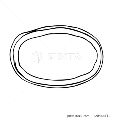 Hand drawn frame icon. Border line doodle sketch, round frame scribble design element isolated 120468110