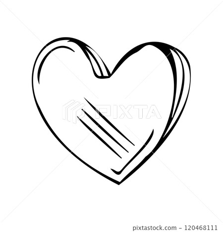 Hand drawn heart icon. Love design element doodle sketch, scribble isolated romance symbol 120468111