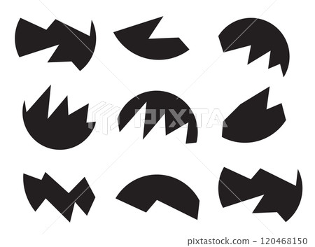 Broken Plate Icon, Ceramic Pieces silhouettes, Smashed Bowl sign, Stress symbol, Simple Shards Broken Plate Icon, Ceramic Pieces silhouettes, Smashed Bowl sign, Stress symbol, Simple Shards 120468150