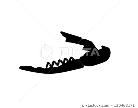 Black Corkscrew Icon, Wine Bottle Opener Symbol, Metal Cork Screw Silhouette on White Background Black Corkscrew Icon, Wine Bottle Opener Symbol, Metal Cork Screw Silhouette on White Background 120468171