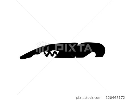 Black Corkscrew Icon, Wine Bottle Opener Symbol, Metal Cork Screw Silhouette on White Background Black Corkscrew Icon, Wine Bottle Opener Symbol, Metal Cork Screw Silhouette on White Background 120468172