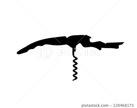 Black Corkscrew Icon, Wine Bottle Opener Symbol, Metal Cork Screw Silhouette on White Background Black Corkscrew Icon, Wine Bottle Opener Symbol, Metal Cork Screw Silhouette on White Background 120468173