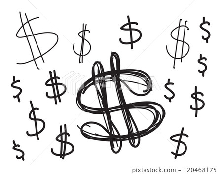 Hand drawn dollar icon, USA currency sign, usd coin symbol, dollars ink drawing, price vector illustration Hand drawn dollar icon, USA currency sign, usd coin symbol, dollars ink drawing, price vector illustration 120468175