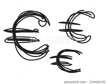 Hand drawn euro icon, European currency sign, coin symbol, euro drawing, price vector illustration Hand drawn euro icon, European currency sign, coin symbol, euro drawing, price vector illustration 120468185